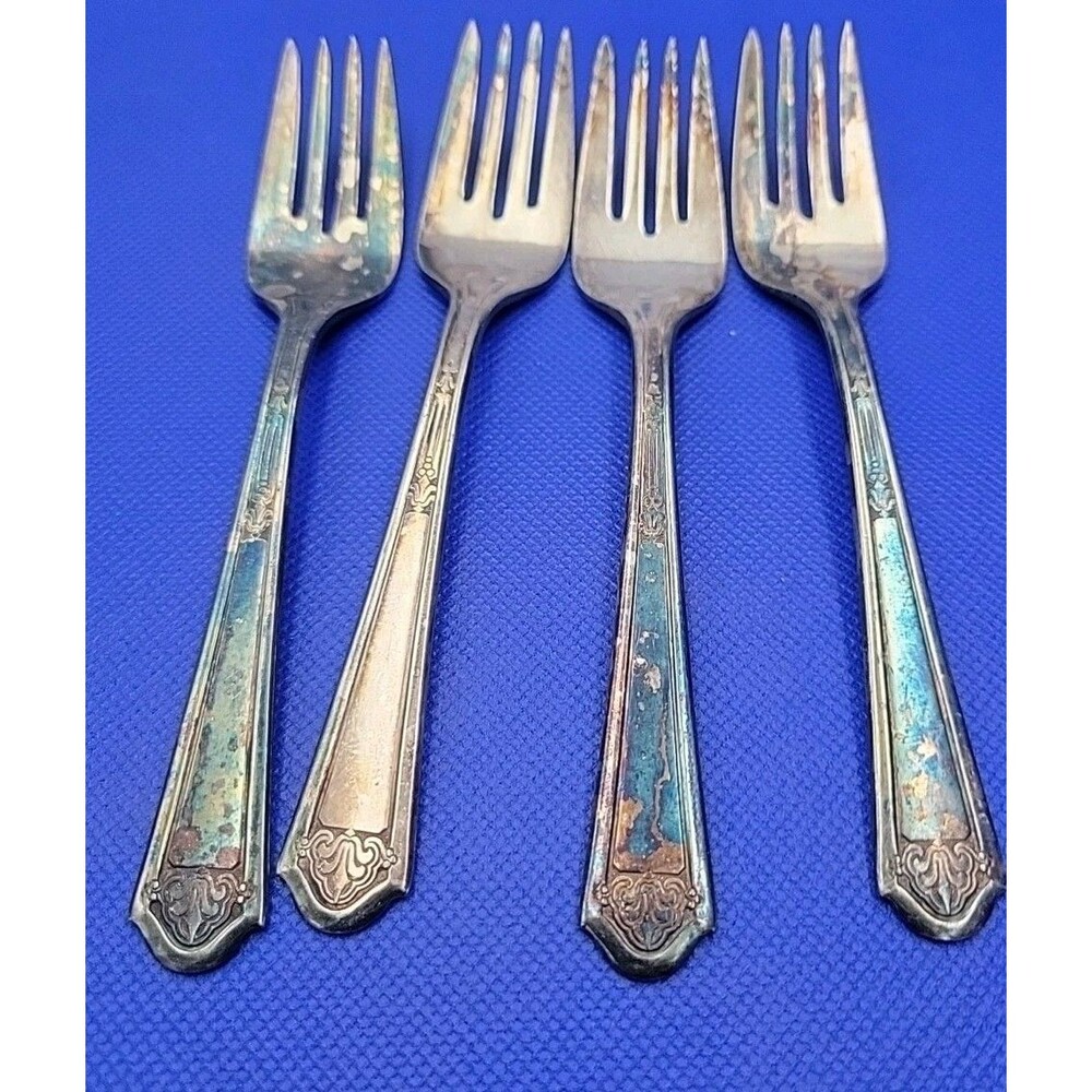 FLORENTINE Silverplate Flatware 4 Salad Forks Vintage